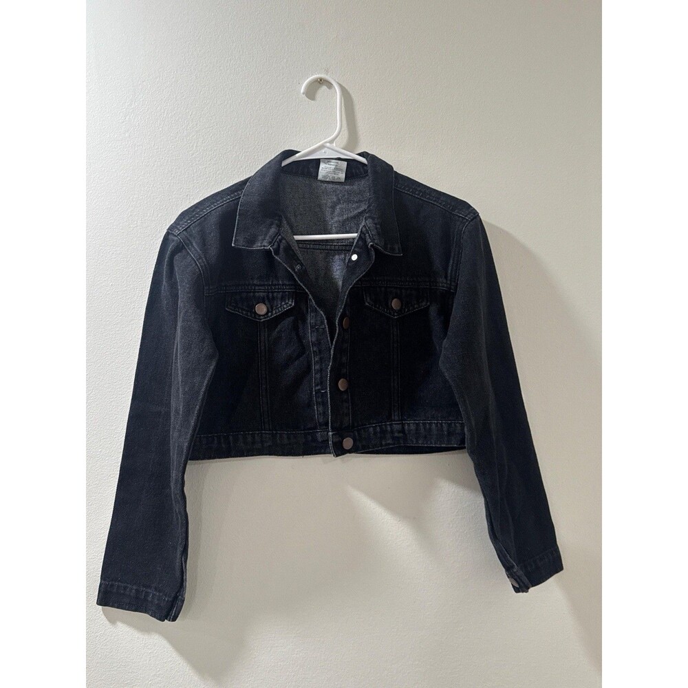 Women's Medium Button Up Cropped Casual Denim Jeans Jacket Festival City